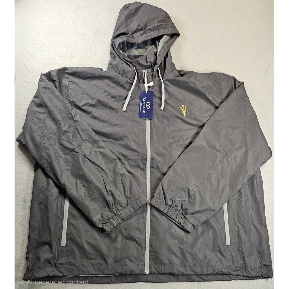 Arizona State Sun Devils Vantage 7162 Jacket 3XL Gray Hooded Windbreaker NWT